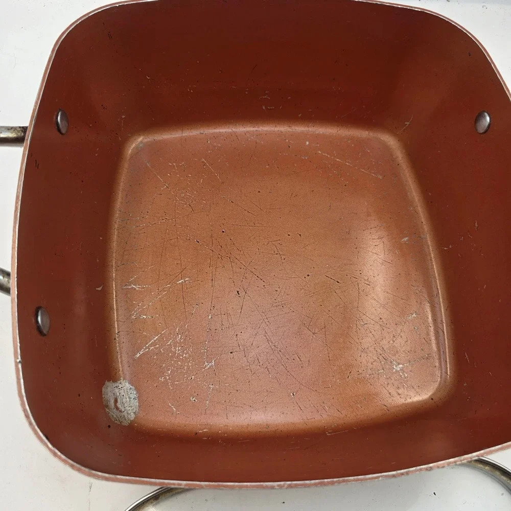 Copper Chef Square Deep Sauté Pan Glass Lid 11 Inch Non-Stick Induction Base L3